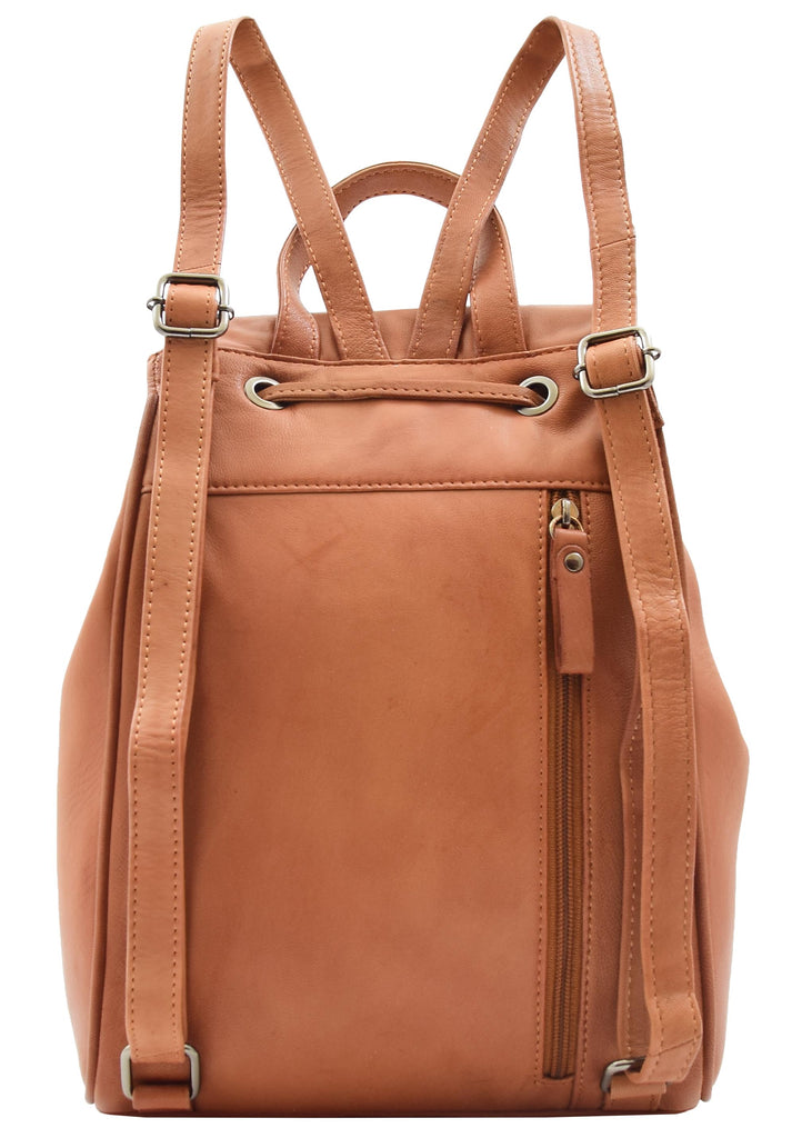 DR348 Real Leather Classic Travel Backpack Cognac 6