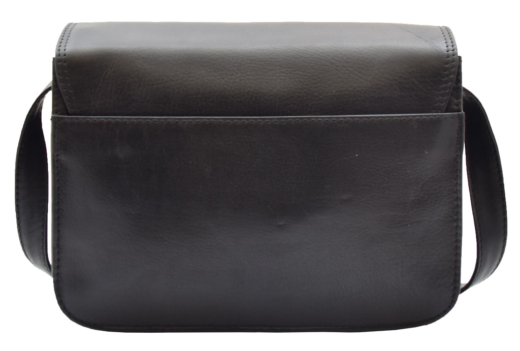 DR356 Women's Crossbody Bag Real Leather Messenger Black 7
