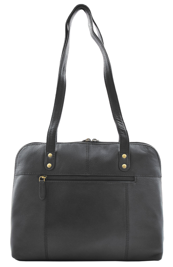 DR461 Women's Real Leather Zip Around Shoulder Bag Black 2