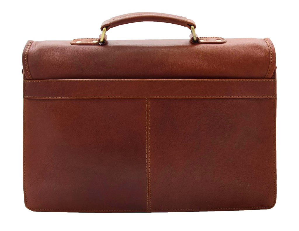 DR331 Men's Leather Slimline Briefcase Business Bag Brown 3