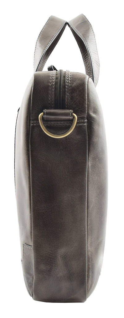 DR323 Real Soft Leather Satchel Vintage Black Briefcase Office Bag 3