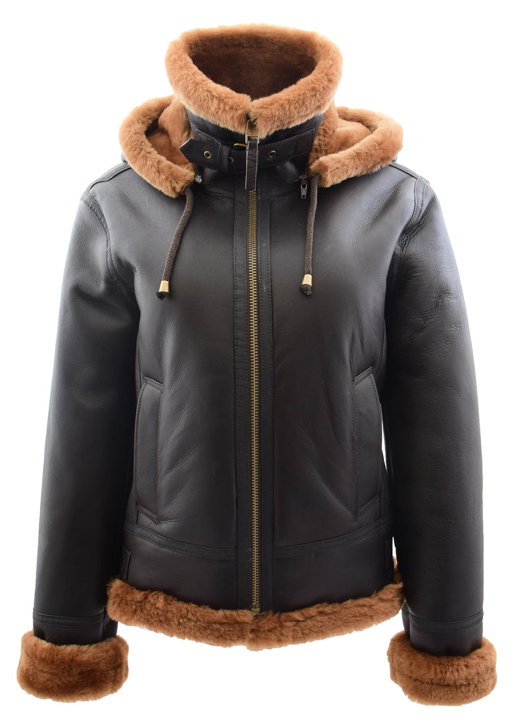 DR248 Women's Real Sheepskin Winter Warm Jacket Ginger 3