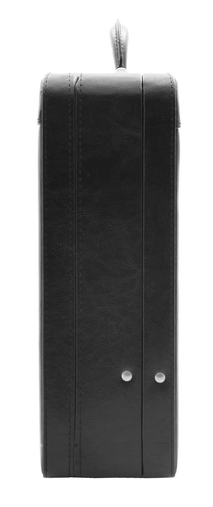 DR496 Attache Briefcase Classic Faux Leather Bag Black Large 4