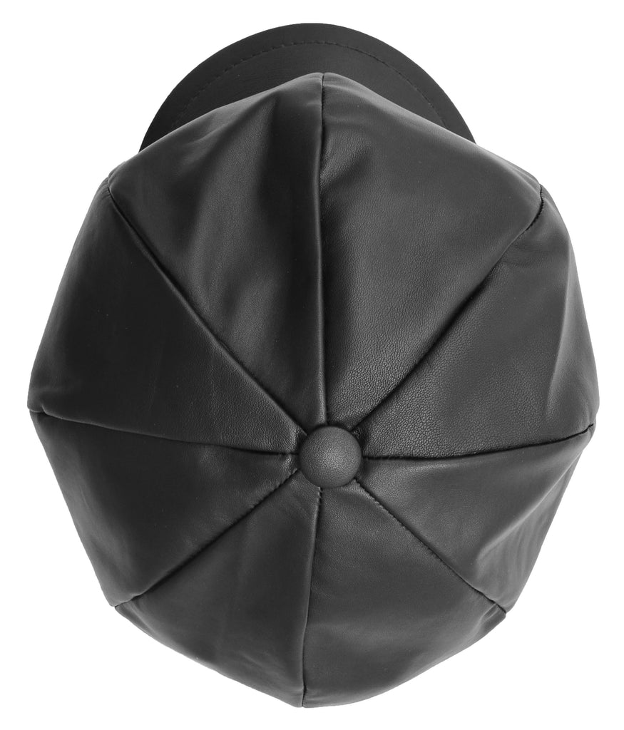 DR399 Women's Real Leather Peaked Cap Ballon Black 8