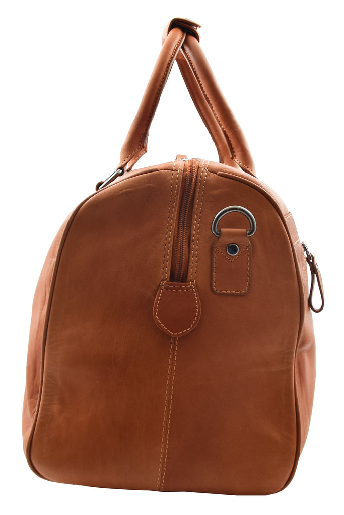 DR349 Real Leather Holdall Overnight Bag Cognac 3