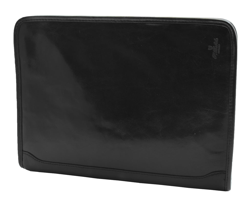 DR482 Real Leather Portfolio Ring Binder Case Black 2