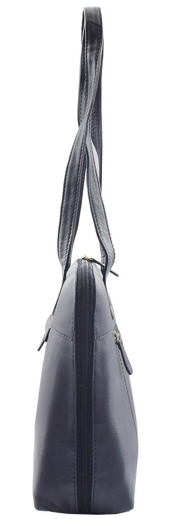 DR461 Women's Real Leather Zip Around Shoulder Bag Navy 4