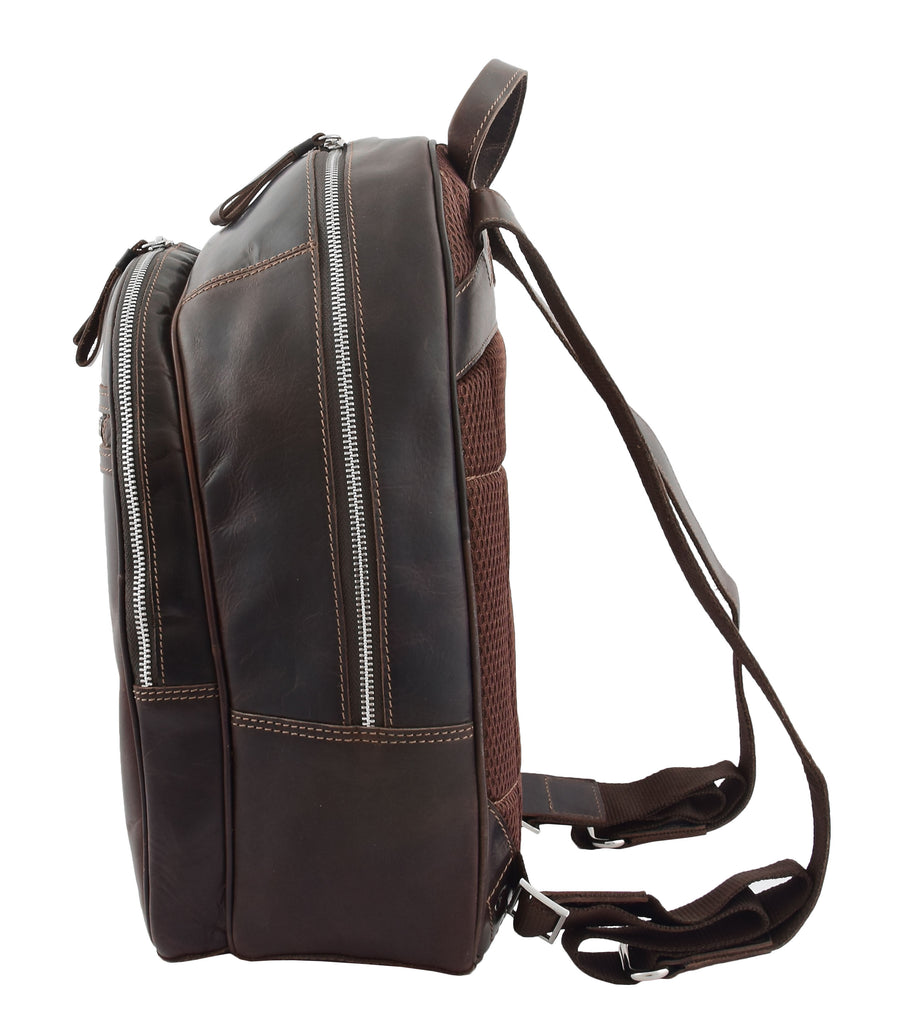 DR289 Italian Buffalo Classic Leather Simple Bag Backpack Brown 4