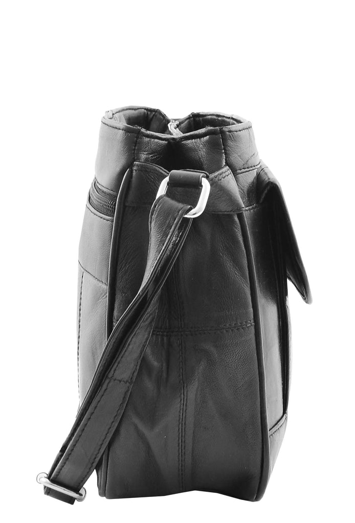 DR467 Women's Leather Cross Body Messenger Bag Black 3