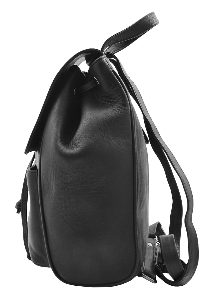 DR348 Real Leather Classic Travel Backpack Black 3
