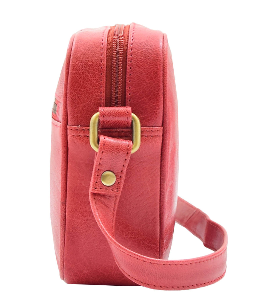 DR345 Women's Real Leather Small Cross Body Bag Red 5