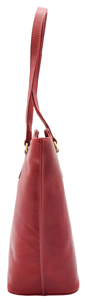 DR357 Women's Large Casual Real Leather Shoulder Handbag Bordo 4