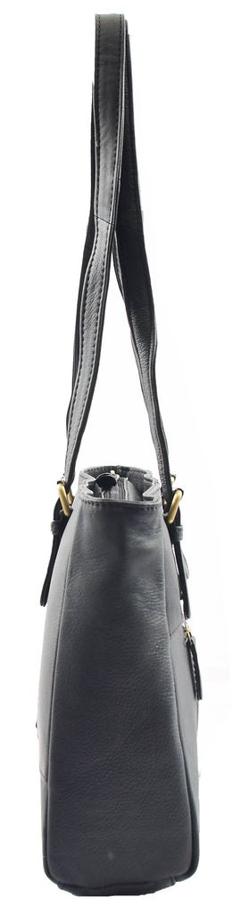 DR462 Women's Real Leather Twin Handle Shoulder Bag Black 3