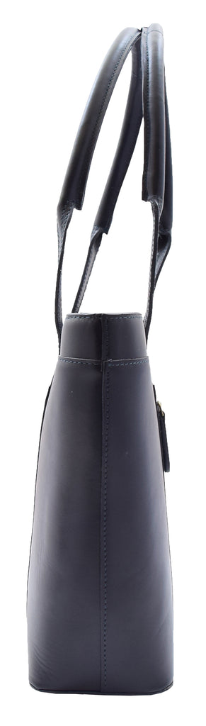 DR302 Women’s Genuine Cowhide Leather Shoulder Bag Shopper Handbag Navy