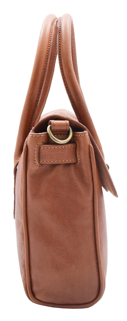DR304 Women's Leather Shoulder Handbag Hobo Dress Bag Cognac 5