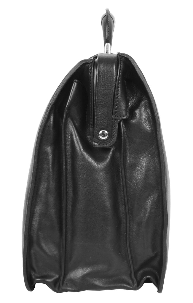 DR479 Real Leather Doctors Briefcase Gladstone Bag Black 4