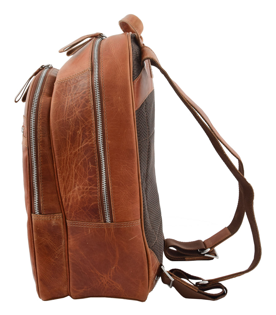 DR289 Italian Buffalo Classic Leather Simple Bag Backpack Tan 4