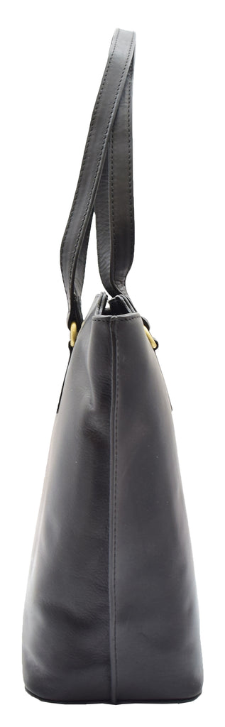 DR357 Women's Large Casual Real Leather Shoulder Handbag Black 3