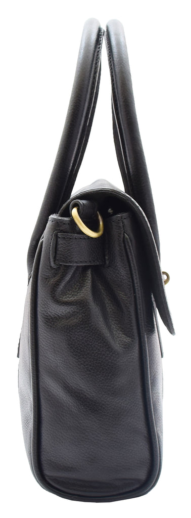 DR304 Women's Leather Shoulder Handbag Hobo Dress Bag Black 4