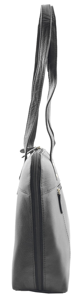DR461 Women's Real Leather Zip Around Shoulder Bag Black 3