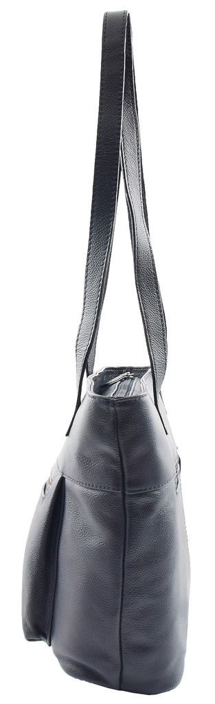 DR460 Women's Leather Classic Shopper Shoulder Bag Navy 3