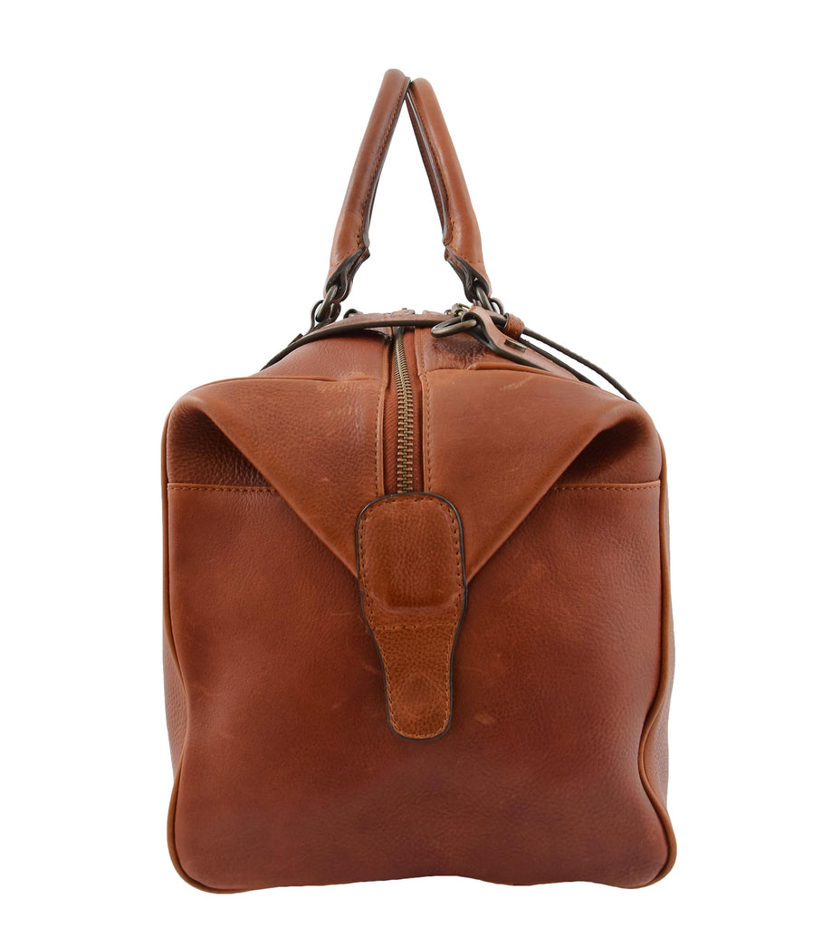 DR291 Italian Leather Travel Bag Holdall Stylish Chestnut 3