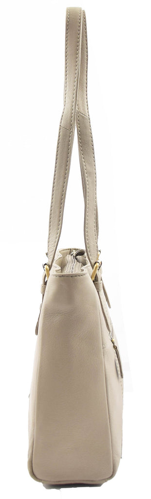 DR462 Women's Real Leather Twin Handle Shoulder Bag Taupe 3
