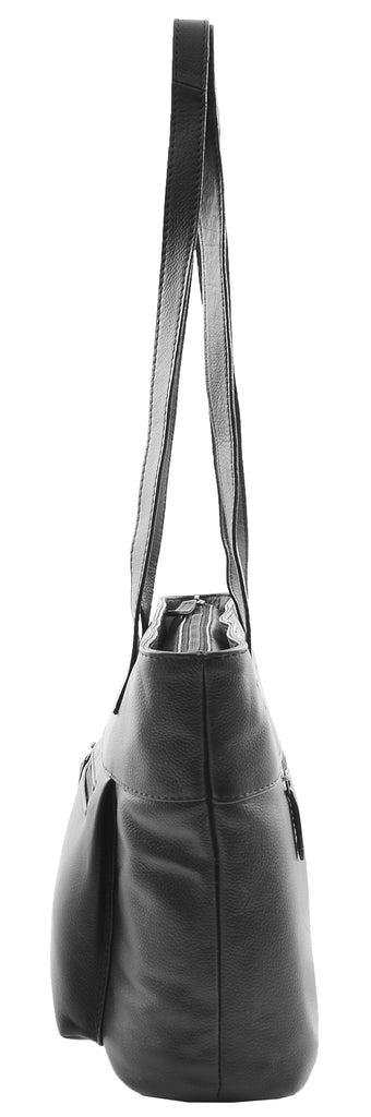 DR460 Women's Leather Classic Shopper Shoulder Bag Black 3