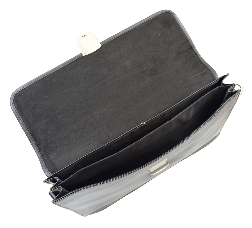 DR321 Men's Leather Slimline Organiser Briefcase Black 4