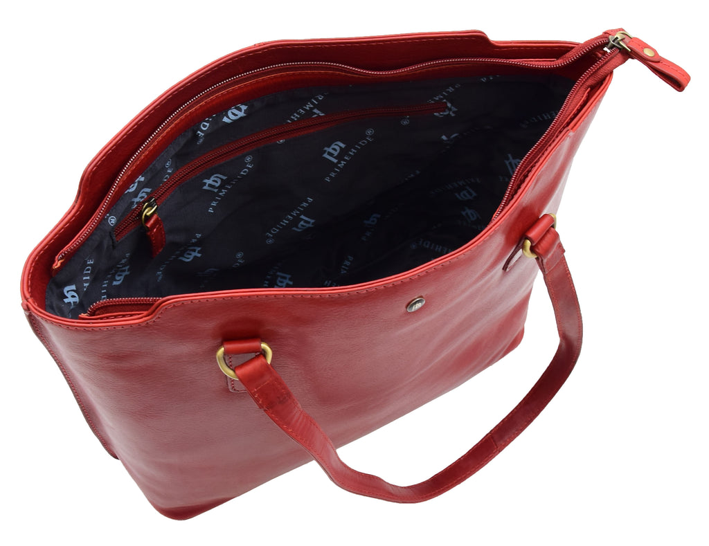DR357 Women's Large Casual Real Leather Shoulder Handbag Bordo 7
