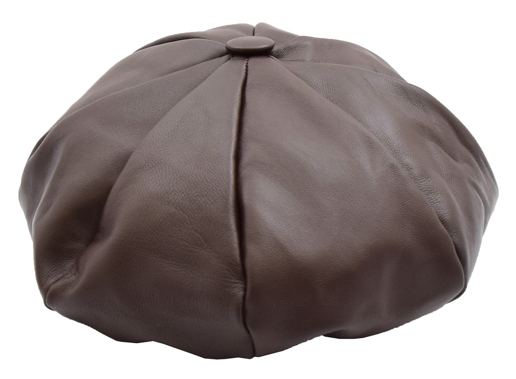 DR399 Women's Real Leather Peaked Cap Ballon Brown 8