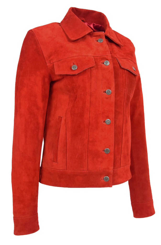 DR213 Women's Retro Classic Levi Style Leather Jacket Red 6