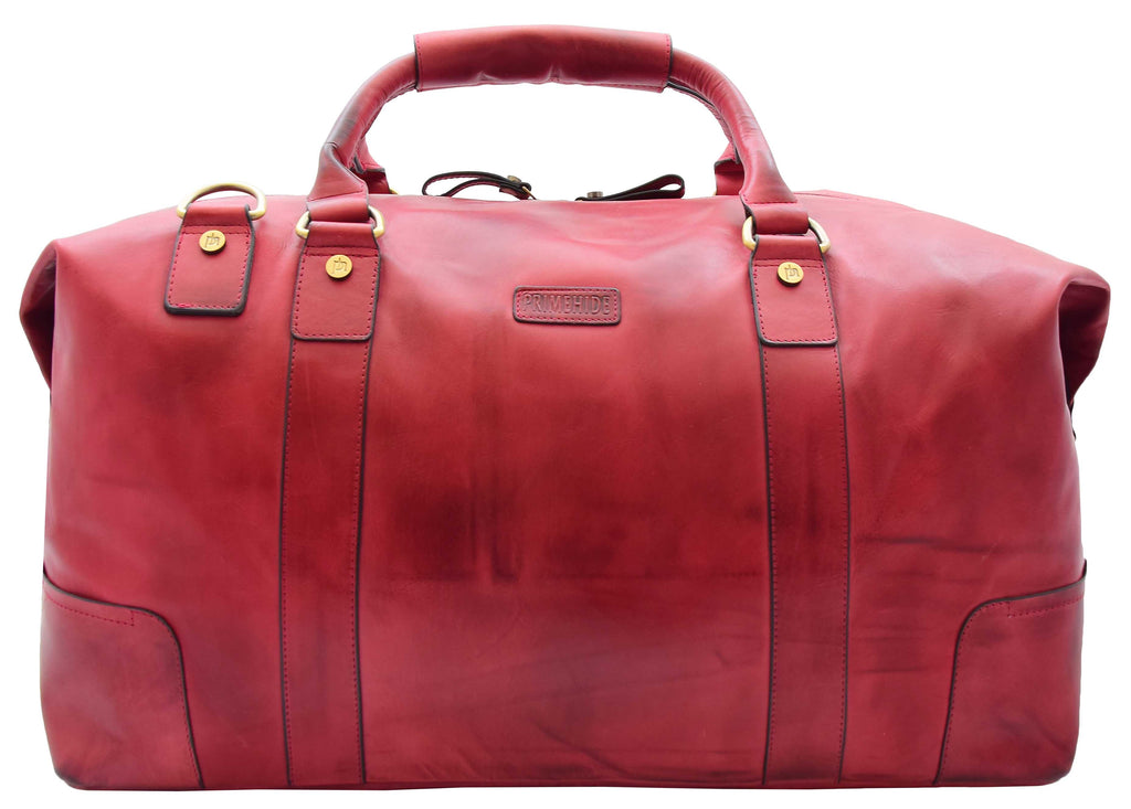 DR324 Genuine Leather Holdall Travel Weekend Duffle Bag Bordo 5