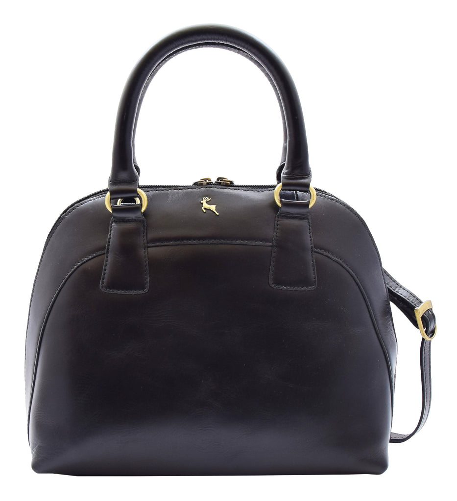 DR303 Women's Doctor Style Leather Handbag Hobo Bag Organiser Black 4