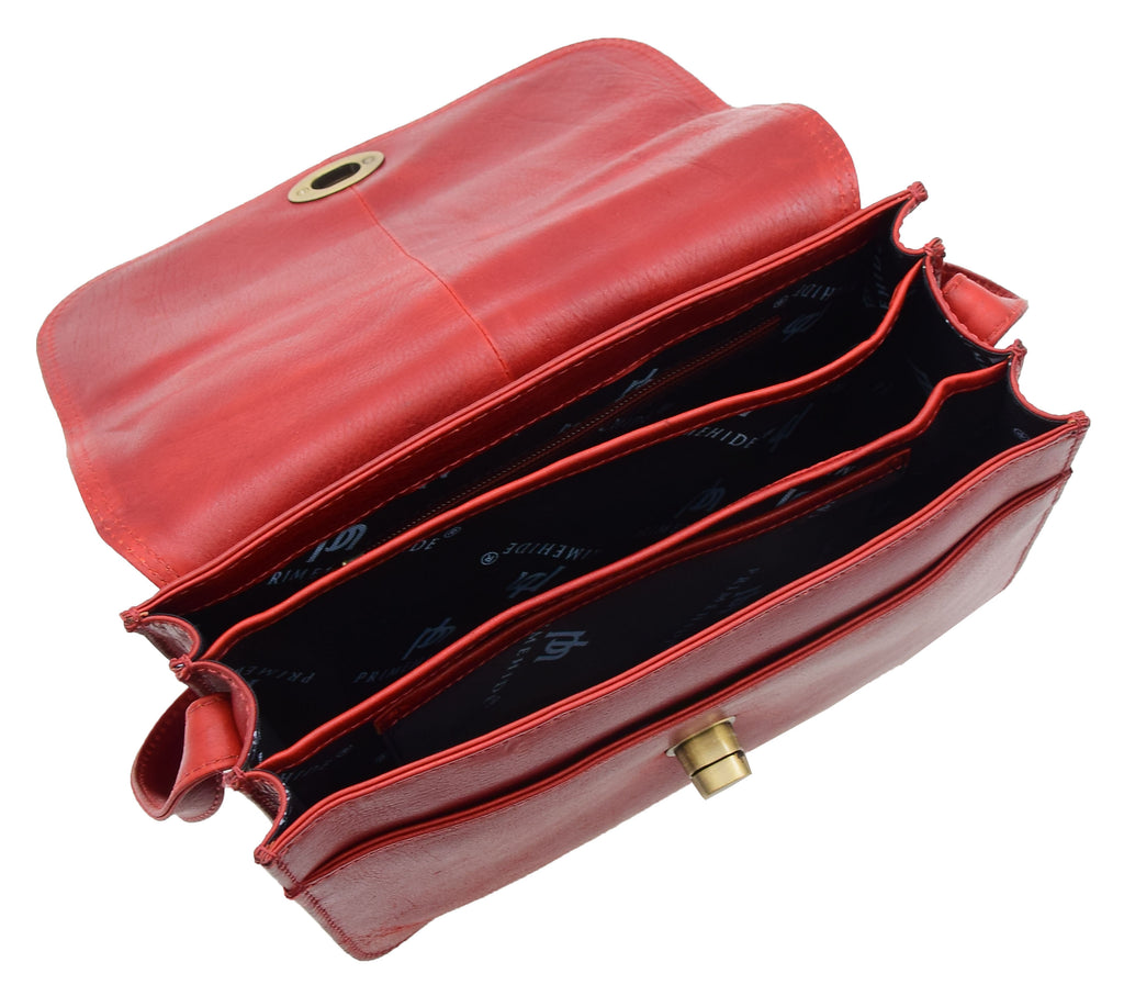 DR356 Women's Crossbody Bag Real Leather Messenger Bordo 8