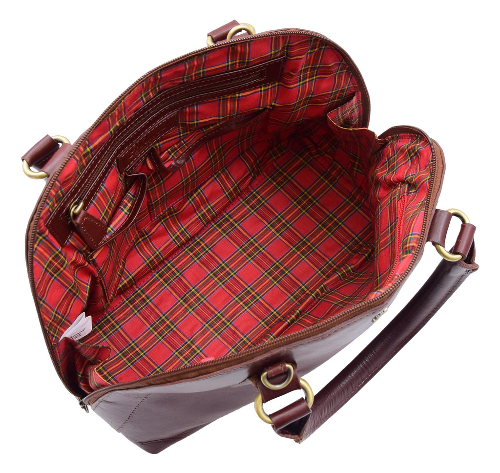 DR303 Women's Doctor Style Leather Handbag Hobo Bag Organiser Chestnut 9
