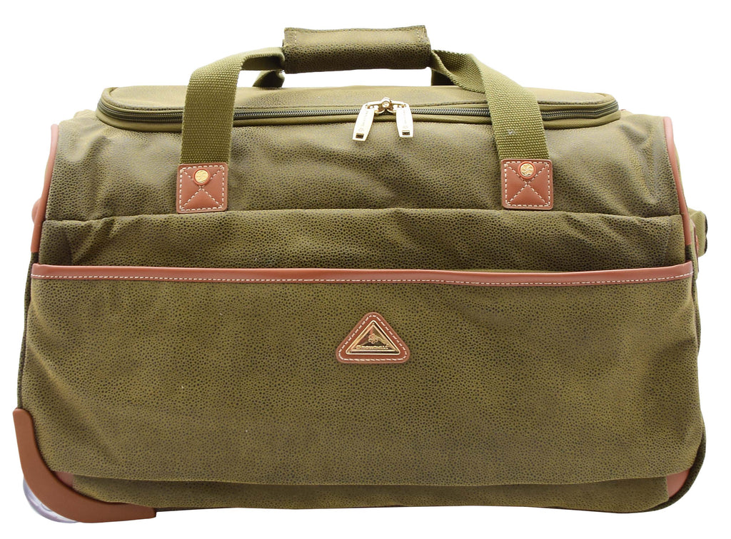 DR484 Faux Leather Mid Size Wheeled Holdall Green 3