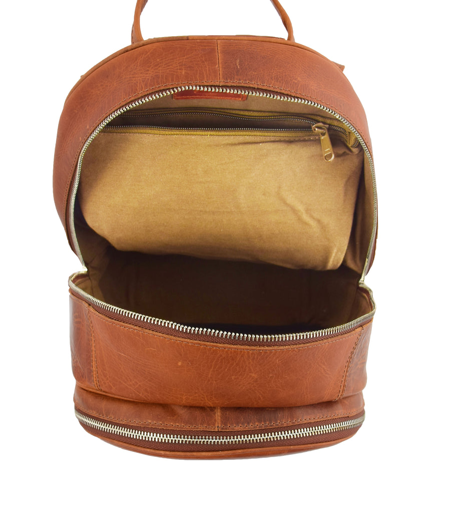 DR289 Italian Buffalo Classic Leather Simple Bag Backpack Tan 7