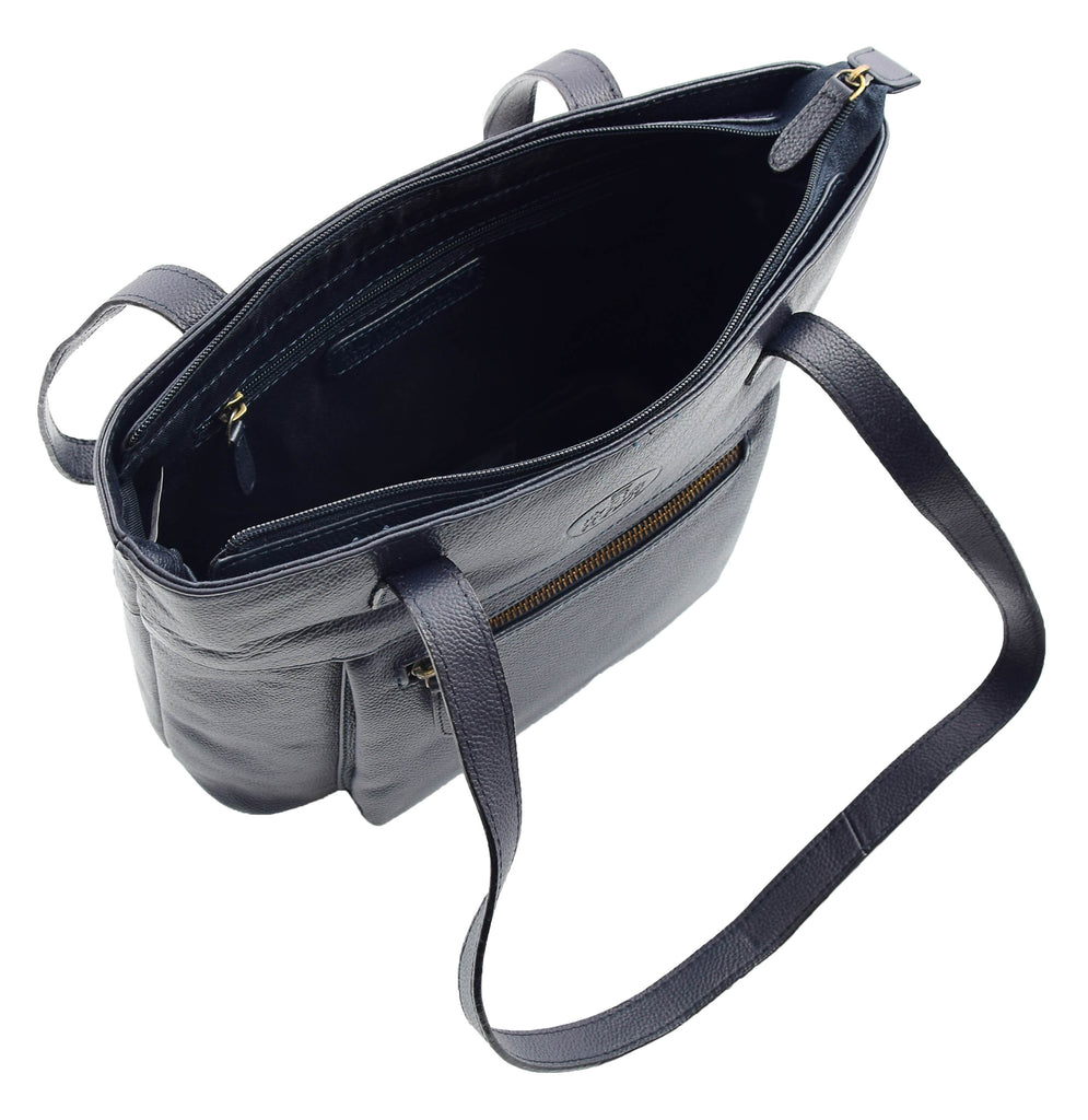 DR460 Women's Leather Classic Shopper Shoulder Bag Navy 7
