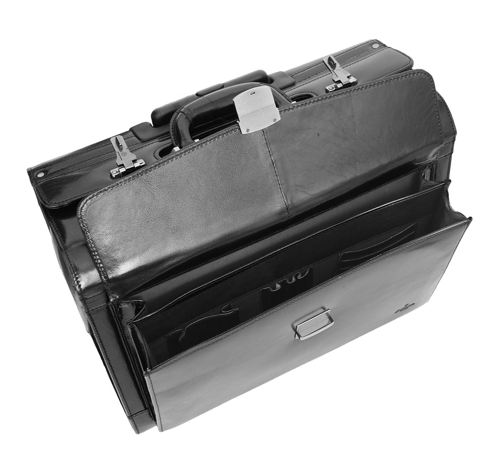 DR478 Exclusive Leather Pilot Case Laptop Bag Black 8