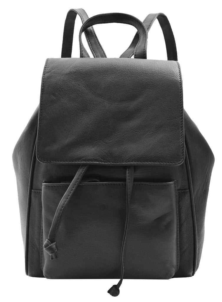 DR348 Real Leather Classic Travel Backpack Black 4