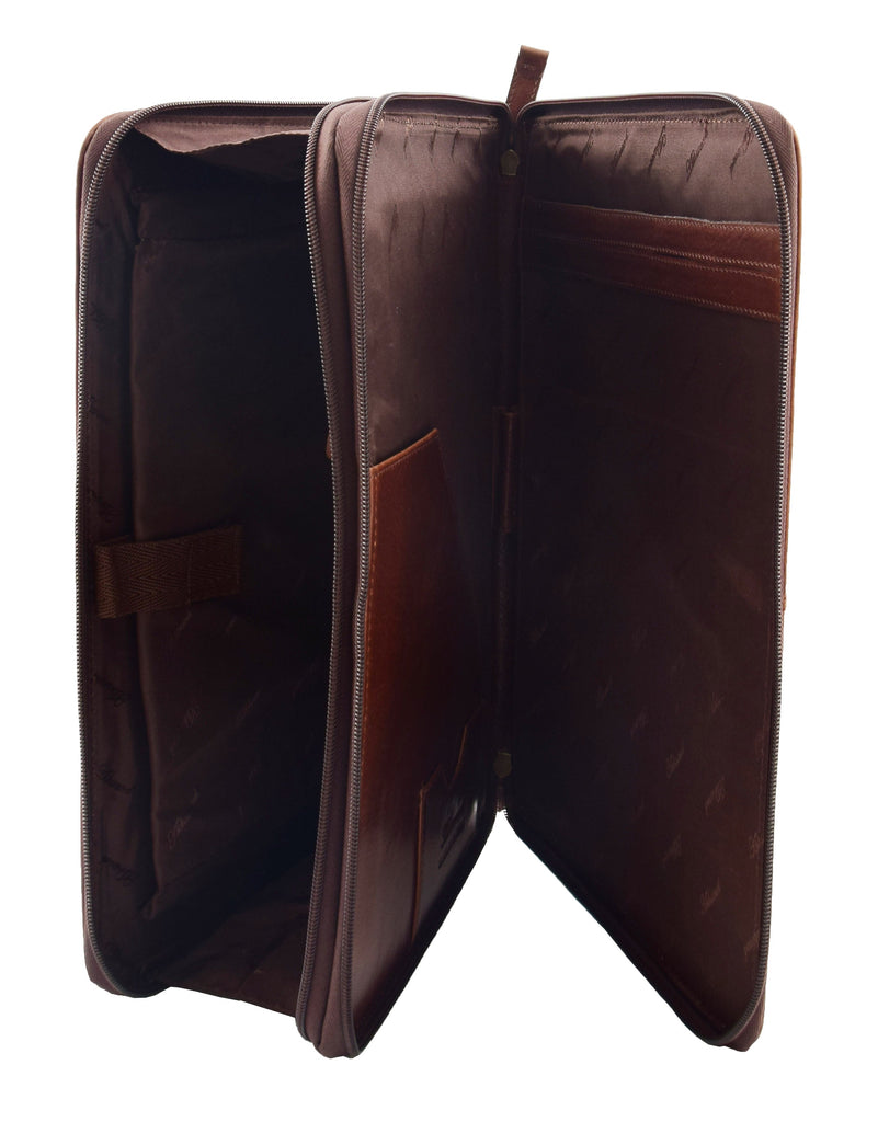 DR293 Real Leather Portfolio Case A4 Document Holder Brown 7