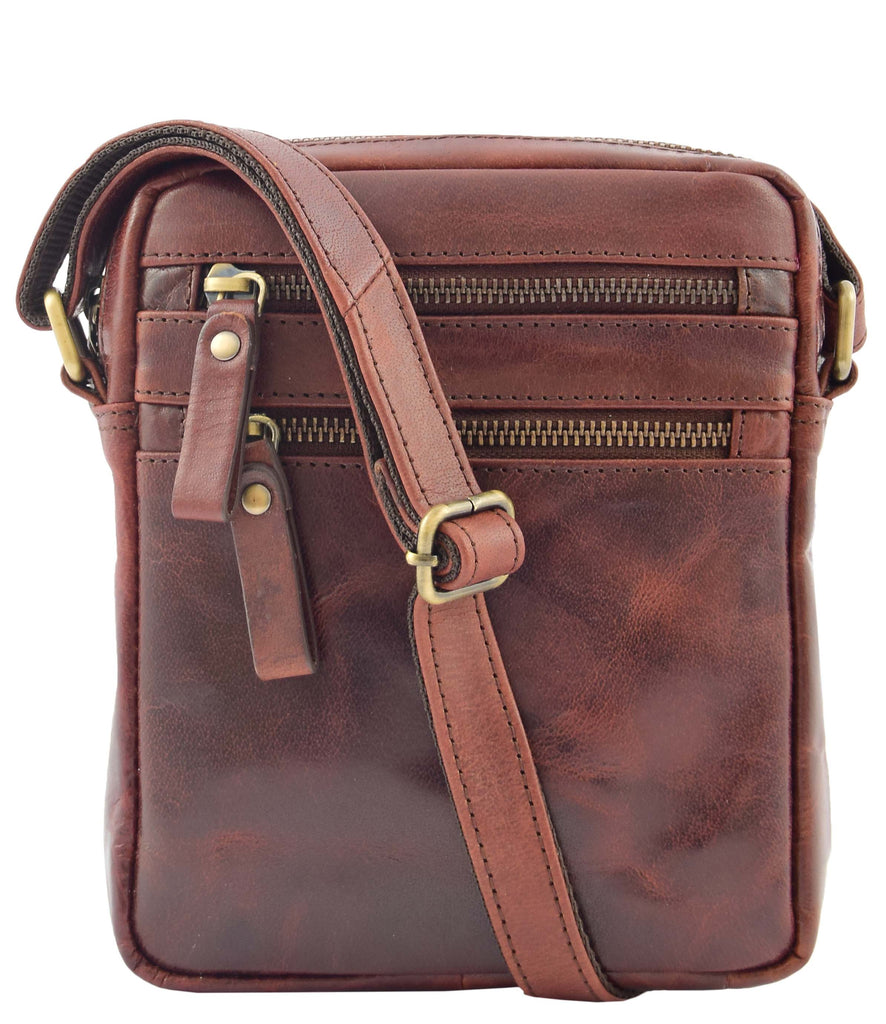 DR336 Men's Leather Cross Body Flight Bag Brown 5