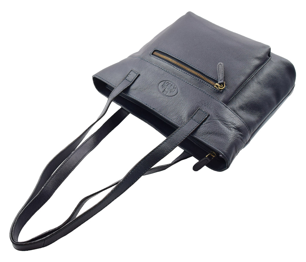 DR460 Women's Leather Classic Shopper Shoulder Bag Navy 5