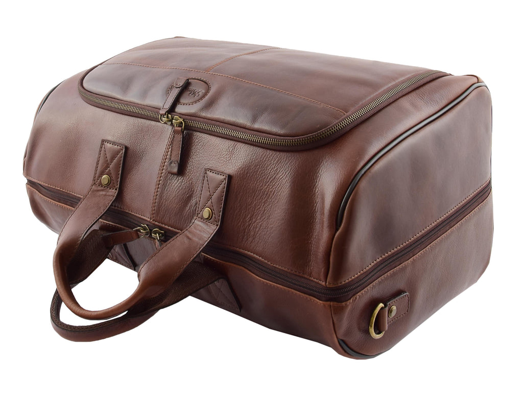 DR292 Genuine Leather Travel Holdall Overnight Bag Brown 6