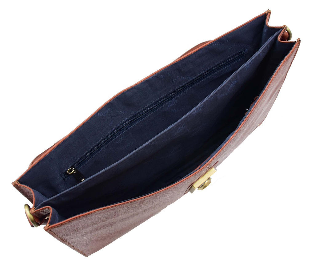 DR331 Men's Leather Slimline Briefcase Business Bag Brown 6