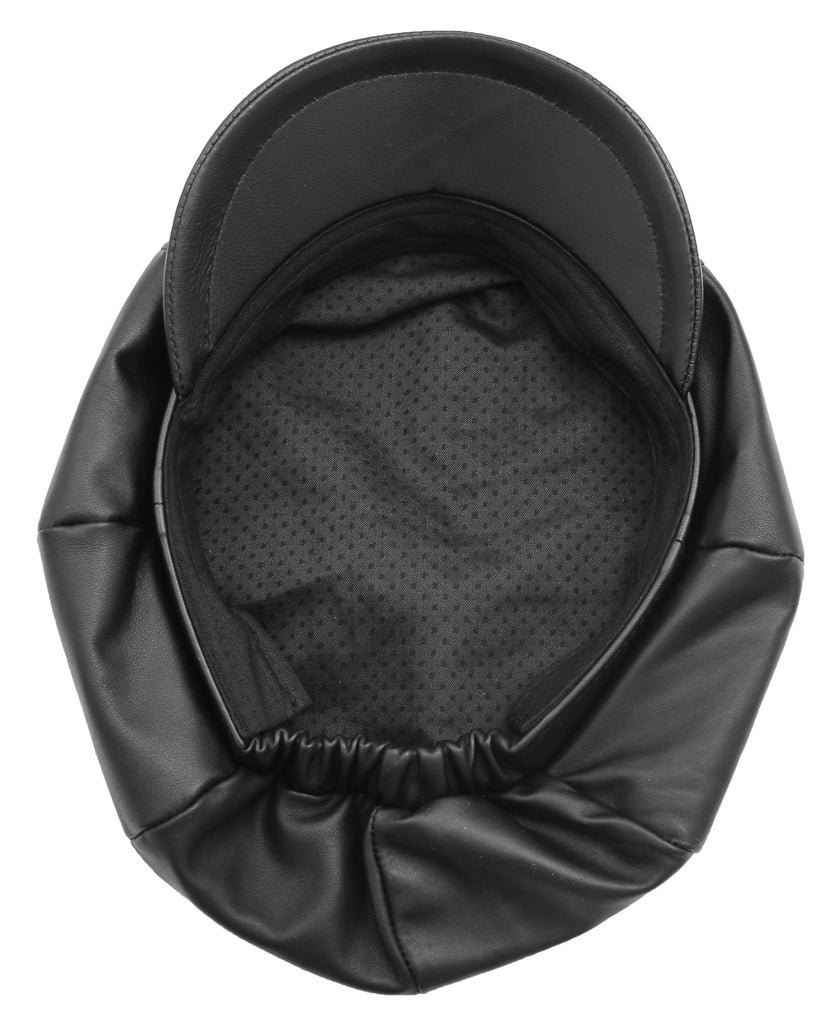 DR399 Women's Real Leather Peaked Cap Ballon Black 9