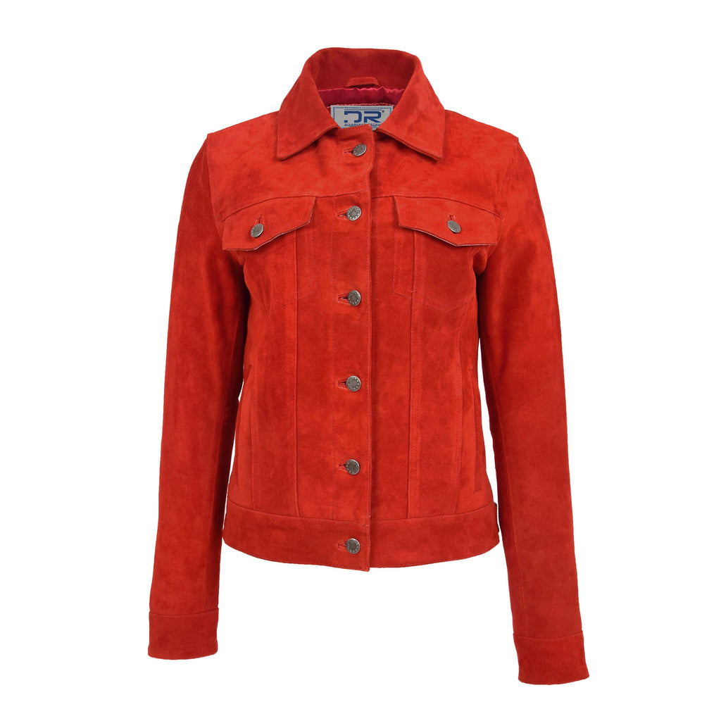 DR213 Women's Retro Classic Levi Style Leather Jacket Red 1