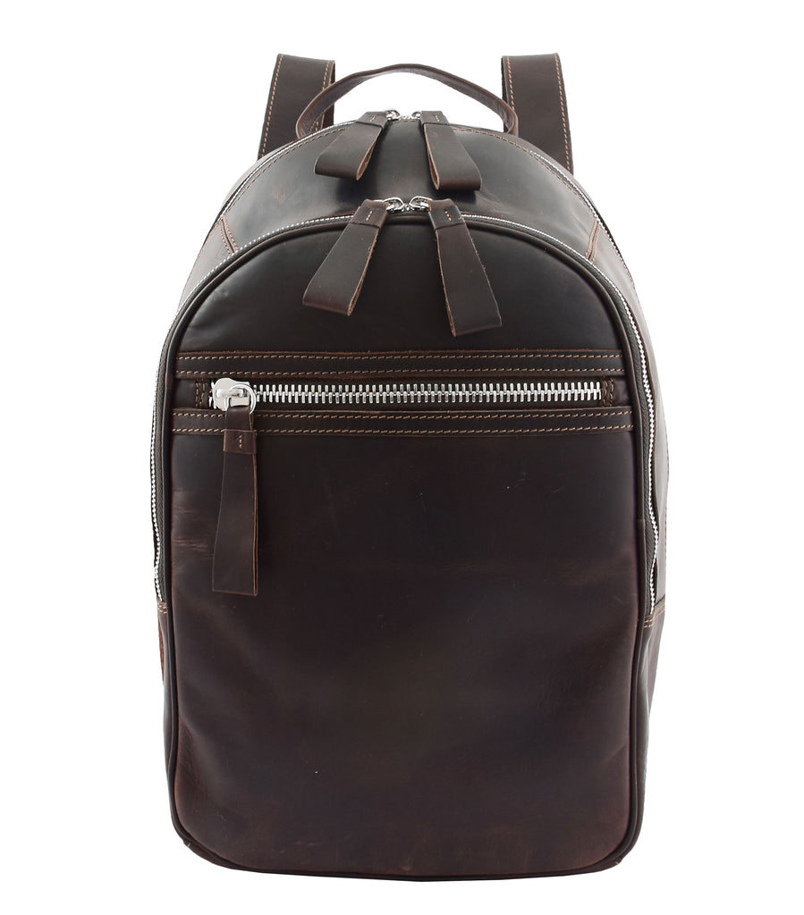 DR289 Italian Buffalo Classic Leather Simple Bag Backpack Brown 5