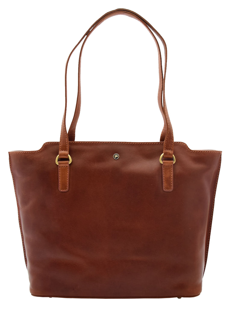 DR357 Women's Large Casual Real Leather Shoulder Handbag Chestnut 4